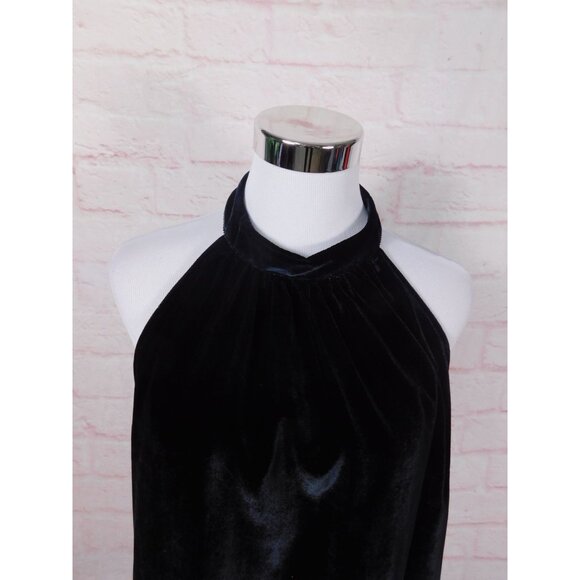 LOFT Black Velvet Halter Top M Sleeveless High Neck Blouse NWT Holiday - Picture 3 of 13